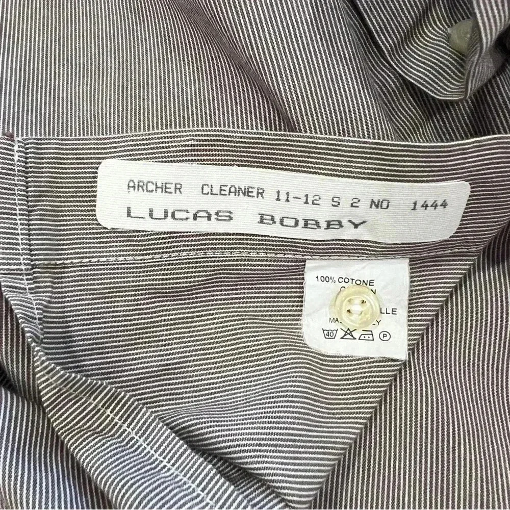 AR Camicie Made in Italy Brown and White Striped Button Down Shirt Neck Size 18